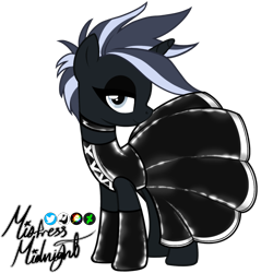 Size: 2048x2048 | Tagged: safe, alternate version, artist:mistress midnight, imported from derpibooru, oc, oc only, oc:mistress, pony, unicorn, choker, clothes, dress, eyeliner, eyeshadow, high res, horn, latex, latex dress, latex socks, looking sideways, makeup, mohawk, rubber, shiny, signature, simple background, socks, solo, transparent background, unicorn oc