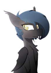 Size: 360x514 | Tagged: safe, artist:dangercloseart, imported from derpibooru, oc, oc only, oc:gotha, bat pony, pony, female, frown, looking at someone, mare, mother, upset