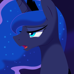 Size: 1280x1280 | Tagged: safe, artist:gameplayart, imported from derpibooru, princess luna, alicorn, pony, female, open mouth, simple background, solo