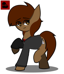 Size: 1299x1500 | Tagged: safe, artist:darksoma, imported from derpibooru, oc, oc only, oc:lucy king, earth pony, pony, clothes, heart, hoodie, minimalist, outline, red shirt, rule 63, sad, shirt art, simple background, solo, stylized, transparent background