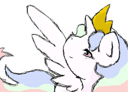 Size: 618x448 | Tagged: safe, artist:boredtabletfilly, imported from derpibooru, princess celestia, alicorn, pony, crown, female, filly, filly celestia, jewelry, ms paint, old art, regalia, simple background, solo, white background, younger