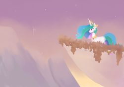 Size: 5787x4092 | Tagged: safe, artist:lunastudiolive, imported from derpibooru, princess celestia, alicorn, pony, balcony, female, mare, solo, sunset