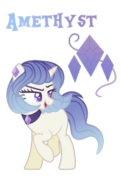 Size: 1334x1914 | Tagged: safe, artist:just-silvushka, imported from derpibooru, oc, oc only, oc:amethyst, pony, unicorn, base used, eyelashes, female, horn, looking back, magical lesbian spawn, mare, offspring, parent:coco pommel, parent:rarity, parents:marshmallow coco, reference sheet, simple background, smiling, transparent background, unicorn oc