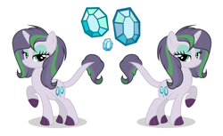 Size: 2388x1460 | Tagged: safe, artist:snowflakefrostyt, imported from derpibooru, oc, oc only, oc:rare diamond, dracony, hybrid, pony, unicorn, base used, bedroom eyes, duo, eyelashes, female, horn, interspecies offspring, leonine tail, makeup, mare, offspring, parent:rarity, parent:spike, parents:sparity, simple background, tail, unicorn oc, white background