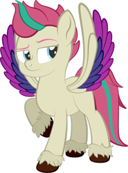 Size: 1280x1733 | Tagged: safe, artist:alexdti, imported from derpibooru, zipp storm, pegasus, pony, blue eyes, colored wings, eyebrows, female, full body, g5, mare, multicolored wings, my little pony: a new generation, raised hoof, simple background, solo, spread wings, standing, tail, transparent background, two toned mane, two toned tail, unshorn fetlocks, wings