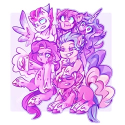 Size: 1500x1500 | Tagged: safe, artist:fraumflug, imported from derpibooru, hitch trailblazer, izzy moonbow, pipp petals, sprout cloverleaf, sunny starscout, zipp storm, earth pony, pegasus, pony, unicorn, cellphone, chest fluff, female, g5, gritted teeth, male, mane five (g5), mare, markings, my little pony: a new generation, new mane six (g5), open mouth, phone, selfie, siblings, simple background, sisters, smartphone, stallion, unshorn fetlocks, white background