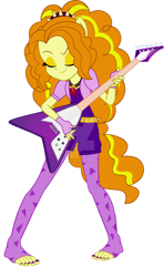 Size: 1024x1733 | Tagged: safe, artist:megaman-dbz, imported from derpibooru, adagio dazzle, equestria girls, rainbow rocks, electric guitar, eyes closed, feet, female, guitar, musical instrument, nail polish, png, simple background, smiling, solo, toenail polish, toes, white background