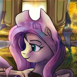 Size: 1024x1024 | Tagged: safe, imported from derpibooru, pony, ai content, ai generated, bust, generator:thisponydoesnotexist, hat, not fluttershy, portrait, river, solo