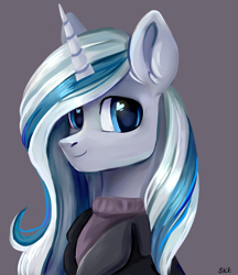 Size: 1900x2200 | Tagged: safe, alternate version, artist:ske, imported from derpibooru, oc, oc only, pony, unicorn, bust, gift art, looking at you, portrait, smiling, solo