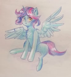 Size: 1487x1600 | Tagged: safe, artist:ske, imported from derpibooru, oc, oc only, alicorn, pony, solo, traditional art