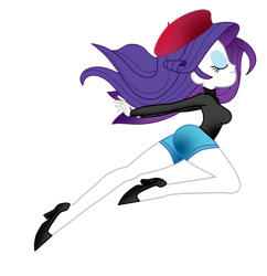 Size: 1920x1983 | Tagged: safe, artist:lobo299, imported from derpibooru, rarity, equestria girls, alternate clothes, beatnik rarity, beret, clothes, eyes closed, hat, high heels, shoes, shorts, simple background, solo, sweater, transparent background, vector