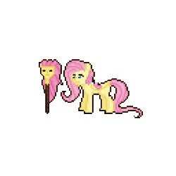 Size: 4096x4096 | Tagged: safe, artist:mariothepixelarter, imported from derpibooru, fluttershy, pegasus, pony, animated, female, fluttermop, gif, loop, mare, meme, mop, pixel art, poking, simple background, solo, transparent background