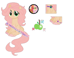 Size: 2756x2168 | Tagged: safe, artist:princesslatam-yt, imported from derpibooru, big macintosh, fluttershy, oc, pegasus, pony, bracelet, cutie mark, female, filly, fluttermac, folded wings, green eyes, high res, jewelry, looking at you, male, necklace, offspring, orange coat, parent:big macintosh, parent:fluttershy, parents:fluttermac, pegasus oc, pink mane, shipping, simple background, sitting, smiling, straight, transparent background, watermark, wings