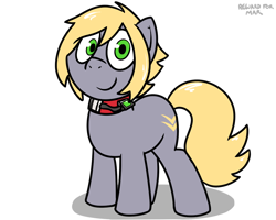 Size: 1000x800 | Tagged: safe, artist:pokefound, imported from ponybooru, oc, oc only, earth pony, blonde, blonde mane, gray coat, green eyes, male, simple background, smiling, solo, transparent background