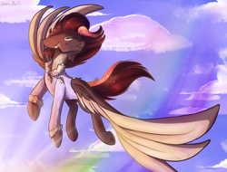 Size: 2020x1536 | Tagged: safe, artist:yuris, imported from derpibooru, oc, oc only, pegasus, pony, cute, family, sky, solo