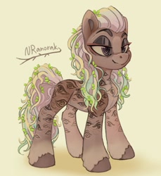 Size: 989x1080 | Tagged: safe, artist:anoraknr, imported from derpibooru, oc, oc only, earth pony, pony, lidded eyes, smiling, solo, trypophobia