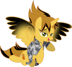 Size: 2722x2527 | Tagged: safe, artist:lincolnbrewsterfan, derpibooru exclusive, imported from derpibooru, oc, oc only, oc:killer epic, alicorn, pony, derpibooru community collaboration, .svg available, alicorn oc, anatomically incorrect, bedroom eyes, belly button, clothes, colored wings, fire, floral print, gradient wings, guitar, hawaiian shirt, hibiscus, high res, horn, incorrect leg anatomy, inkscape, kneeling, lidded eyes, lincoln brewster, looking at you, mane, musical instrument, ponified, ponified music artist, raised hoof, shirt, simple background, smiling, smiling at you, svg, tail, transparent background, vector, wings