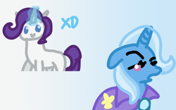 Size: 1920x1200 | Tagged: safe, artist:nitlynjane, imported from derpibooru, rarity, trixie, pony, unicorn, 1000 hours in ms paint, gradient background, not shipping, xd