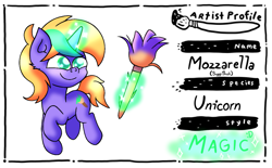 Size: 1093x676 | Tagged: safe, artist:iceflower99, imported from derpibooru, oc, oc only, oc:buggy brush, unicorn, brush, chicory: a colorful tale, levitation, levitation spell, magic, telekinesis