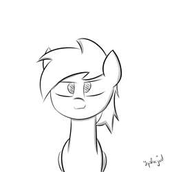 Size: 1024x1024 | Tagged: safe, artist:japkozjad, imported from derpibooru, oc, oc only, oc:apply, pegasus, pony, digital art, front view, happy, krita, monochrome, pegasus oc, simple background, sketch, solo, white background