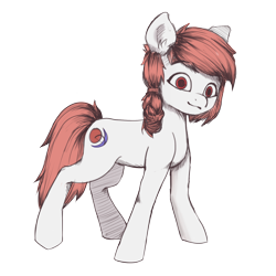 Size: 1700x1700 | Tagged: safe, artist:vickyvoo, imported from derpibooru, oc, oc only, oc:pyrebelle, pony, derpibooru community collaboration, 2022 community collab, braid, red hair, red mane, simple background, solo, transparent background, white coat