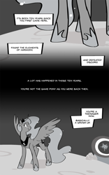 Size: 800x1280 | Tagged: safe, artist:egophiliac, imported from derpibooru, princess luna, alicorn, pony, moonstuck, ethereal mane, female, grayscale, mare, monochrome, moon, spread wings, starry mane, wings