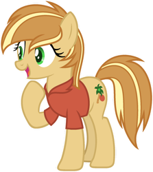 Size: 1024x1146 | Tagged: safe, artist:pegasski, imported from derpibooru, oc, oc only, oc:tropicana spritz, earth pony, pony, clothes, female, mare, shirt, simple background, solo, transparent background