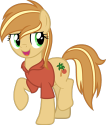 Size: 1545x1823 | Tagged: safe, artist:pegasski, imported from derpibooru, oc, oc only, oc:tropicana spritz, earth pony, pony, clothes, female, mare, shirt, simple background, solo, transparent background