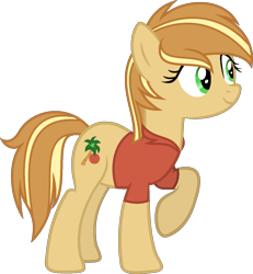 Size: 1239x1342 | Tagged: safe, artist:pegasski, imported from derpibooru, oc, oc only, oc:tropicana spritz, earth pony, pony, clothes, female, mare, shirt, simple background, solo, transparent background