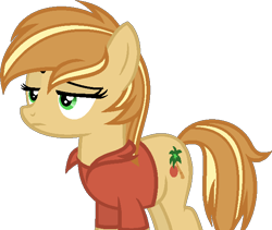 Size: 635x536 | Tagged: safe, artist:pegasski, imported from derpibooru, oc, oc only, oc:tropicana spritz, earth pony, pony, clothes, female, mare, shirt, simple background, solo, transparent background