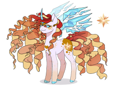 Size: 1280x905 | Tagged: safe, artist:brot-art, imported from derpibooru, oc, oc only, alicorn, pony, alicorn oc, amputee, artificial wings, augmented, eyelashes, female, horn, magical lesbian spawn, mare, offspring, parent:daybreaker, parent:princess celestia, parent:rarity, parents:dayrarity, parents:rarilestia, prosthetic limb, prosthetic wing, prosthetics, simple background, solo, transparent background, wings