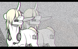 Size: 1024x648 | Tagged: safe, artist:royvdhel-art, imported from derpibooru, oc, oc only, pony, unicorn, commission, hair over eyes, headset, horn, knife, mouth hold, unicorn oc, ych result, zoom layer