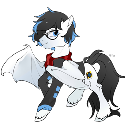 Size: 875x875 | Tagged: source needed, safe, artist:amo, imported from derpibooru, oc, oc only, oc:lyon iceberg, bat pony, pony, derpibooru community collaboration, 2022 community collab, full body, male, simple background, solo, stallion, transparent background