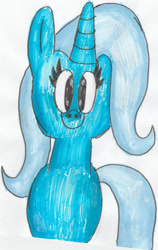 Size: 1280x2024 | Tagged: safe, artist:bronynattor127, imported from derpibooru, trixie, pony, unicorn, looking at you, smiling, solo, traditional art