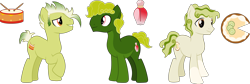 Size: 3452x1155 | Tagged: safe, artist:littlejurnalina, imported from derpibooru, oc, oc only, oc:kaffir lime, oc:key lime, oc:lime zest, earth pony, male, simple background, stallion, transparent background