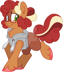 Size: 1280x1455 | Tagged: safe, artist:rohans-ponies, imported from derpibooru, oc, oc only, oc:cherry cola, earth pony, pony, clothes, deviantart watermark, female, hoodie, mare, obtrusive watermark, simple background, transparent background, watermark