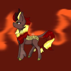 Size: 1200x1200 | Tagged: safe, artist:renbouspot, imported from derpibooru, oc, oc only, kirin, pony, full body, kirin oc, male, pony oc, ponytail, ponytails, simple background, solo, stallion