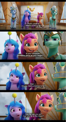 Size: 1596x2920 | Tagged: safe, edit, edited screencap, imported from derpibooru, screencap, izzy moonbow, sunny starscout, earth pony, pegasus, pony, unicorn, spoiler:my little pony: a new generation, asking, ball, book, comic, elevator, english, english subtitles, female, g5, guardsmare, helmet, izzy's tennis ball, journal, male, mare, my little pony: a new generation, pegasus royal guard, question, royal guard, screencap comic, stallion, subtitles, tennis ball, thunder flap, zoom zephyrwing