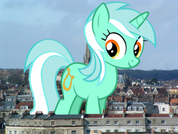 Size: 1600x1200 | Tagged: safe, artist:tardifice, artist:thegiantponyfan, imported from derpibooru, lyra heartstrings, pony, unicorn, bristol, england, female, giant lyra heartstrings, giant pony, giant unicorn, giantess, highrise ponies, irl, macro, mare, mega giant, photo, ponies in real life