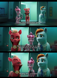 Size: 1600x2172 | Tagged: safe, edit, edited screencap, imported from derpibooru, screencap, sprout cloverleaf, earth pony, pony, spoiler:my little pony: a new generation, comic, cup, emperor sprout, english, english subtitles, female, g5, male, mare, my little pony: a new generation, pun, screencap comic, smoothie, sprouticus maximus, stallion, subtitles, sweets (g5), toots