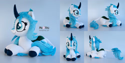 Size: 2300x1171 | Tagged: safe, artist:meplushyou, imported from derpibooru, oc, oc only, oc:lumi, kirin, irl, lying down, photo, plushie, prone, solo