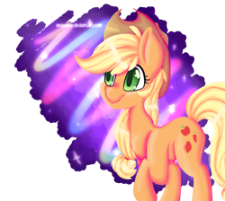 Size: 1024x917 | Tagged: safe, artist:snowolive, imported from derpibooru, applejack, earth pony, pony, cutie mark, female, mare, partial background, raised hoof, simple background, smiling, solo, stars, transparent background