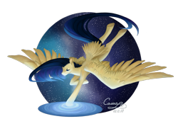 Size: 1755x1300 | Tagged: safe, artist:sugarponypie, imported from derpibooru, oc, oc only, pegasus, pony, eyes closed, female, landing, mare, raised hoof, simple background, solo, space, spread wings, stars, swimming pool, tail, tail feathers, transparent background, wings