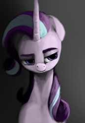Size: 1812x2622 | Tagged: safe, artist:splatterpaint-donkey, imported from derpibooru, starlight glimmer, pony, unicorn, eyebrows, female, gradient background, horn, lidded eyes, mare, solo