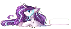 Size: 3000x1232 | Tagged: safe, artist:mediasmile666, imported from derpibooru, oc, oc only, oc:magical brownie, pony, unicorn, bottle, bust, ethereal mane, eye clipping through hair, eye reflection, female, floppy ears, gift art, jewelry, liquid, liquid pony, long mane, looking back, mare, melting, necklace, open mouth, pony in a bottle, profile, reflection, simple background, solo, starry mane, transparent background