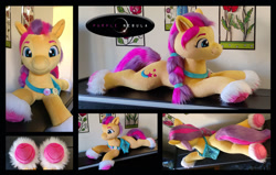 Size: 1280x815 | Tagged: safe, artist:purplenebulastudios, imported from derpibooru, sunny starscout, earth pony, pony, g5, irl, lying down, my little pony: a new generation, photo, plushie, prone, solo