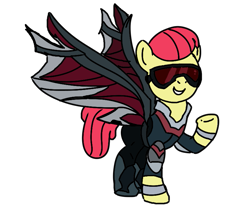 Size: 809x676 | Tagged: safe, artist:evergreen2024, imported from derpibooru, apple bloom, earth pony, pony, falcon (marvel), female, mare, older, outfit, simple background, solo, transparent background