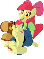 Size: 1500x2010 | Tagged: safe, artist:jinkslizard, imported from derpibooru, apple bloom, anthro, earth pony, feet, fetish, foot fetish, foot focus, simple background, solo, transparent background