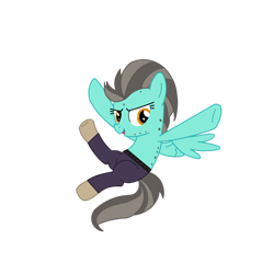 Size: 1280x1281 | Tagged: safe, artist:chanyhuman, imported from derpibooru, lightning dust, pegasus, pony, antagonist, clothes, cosplay, costume, crossover, description, dreamworks, female, flying, kicking, kung fu panda, kung fu pony, simple background, solo, tai lung, transparent background, vector, villainess