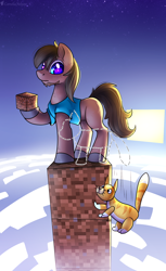 Size: 1470x2400 | Tagged: safe, artist:cornelia_nelson, imported from derpibooru, cat, pony, beard, crossover, facial hair, minecraft, minecraft block